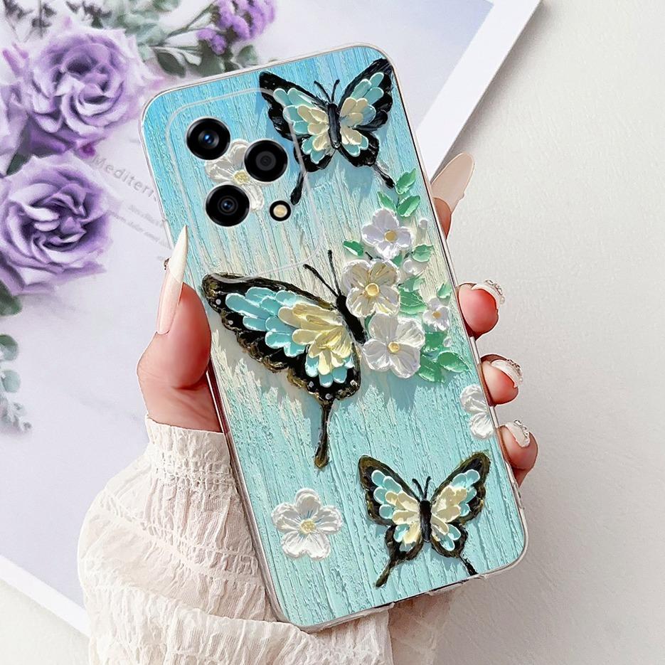 For Honor 200 Lite Case Cute Love Heart Butterfly Painted Cover Clear Silicone Phone Case For Honor 200 Lite 200Lite Soft Fundas