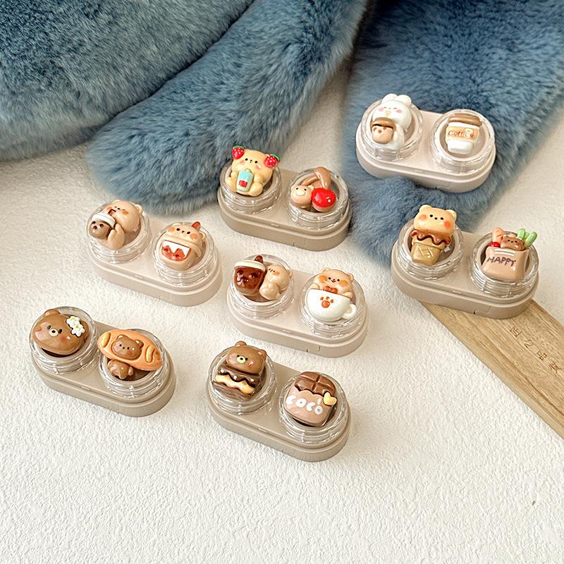 1Pcs Portable Drawer-Style Color Cartoon Contact Care Box Cute Contact Lens Case Mini Drawer Plastic Travel Small Companion Box