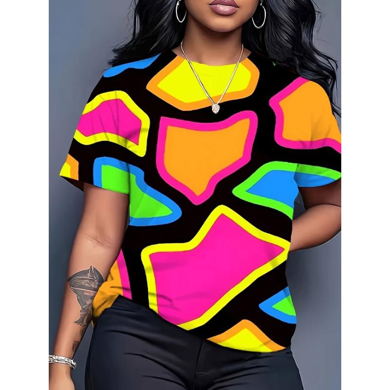 Summer Women s Round Neck Short Sleeved T-shirt Fashionable Casual Top Clothing S