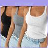 Women Ribbed Tank Top Sleeveless Cami Vest Premium Comfort Basic Blouse Casual Wear