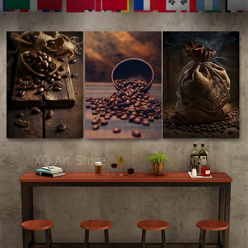 Vintage Coffee Beans Coffee Time Posters Prints Canvas Painting Wall Art Pictures For Kitchen Shop Room Decor Frameless Gifts