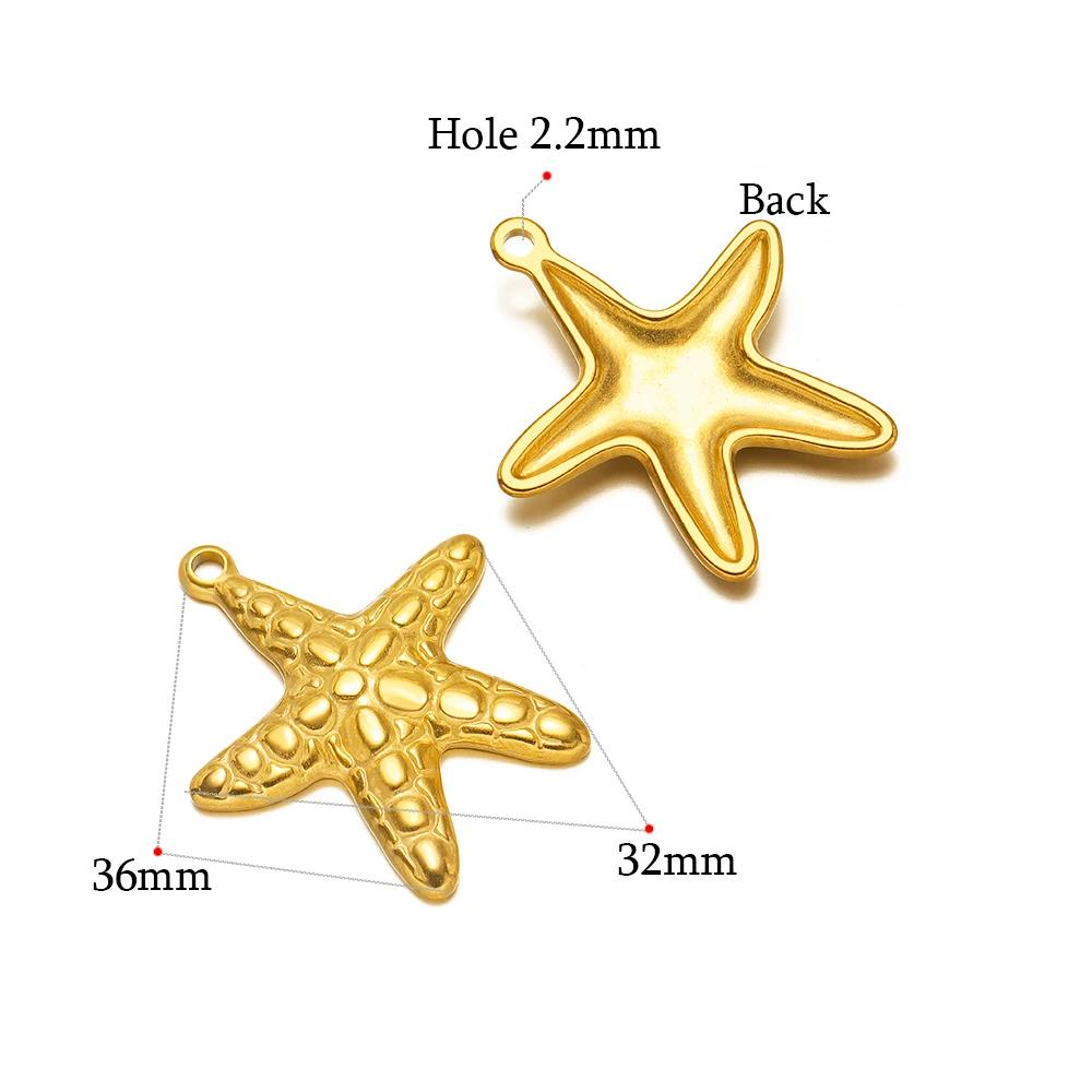 5 Stück Gold Seestern Muschel Anhänger für DIY Schmuck Zubehör Edelstahl Halsketten Anhänger Armbänder Zubehör Ohrringe Herstellung