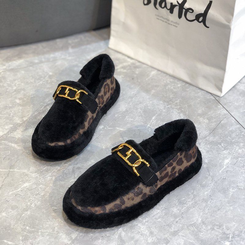Niche design Internet celebrity women's shoes Mao Mao shoes flat Doudou shoes versatile velvet cotton shoes women 2025 new autumn and winter
