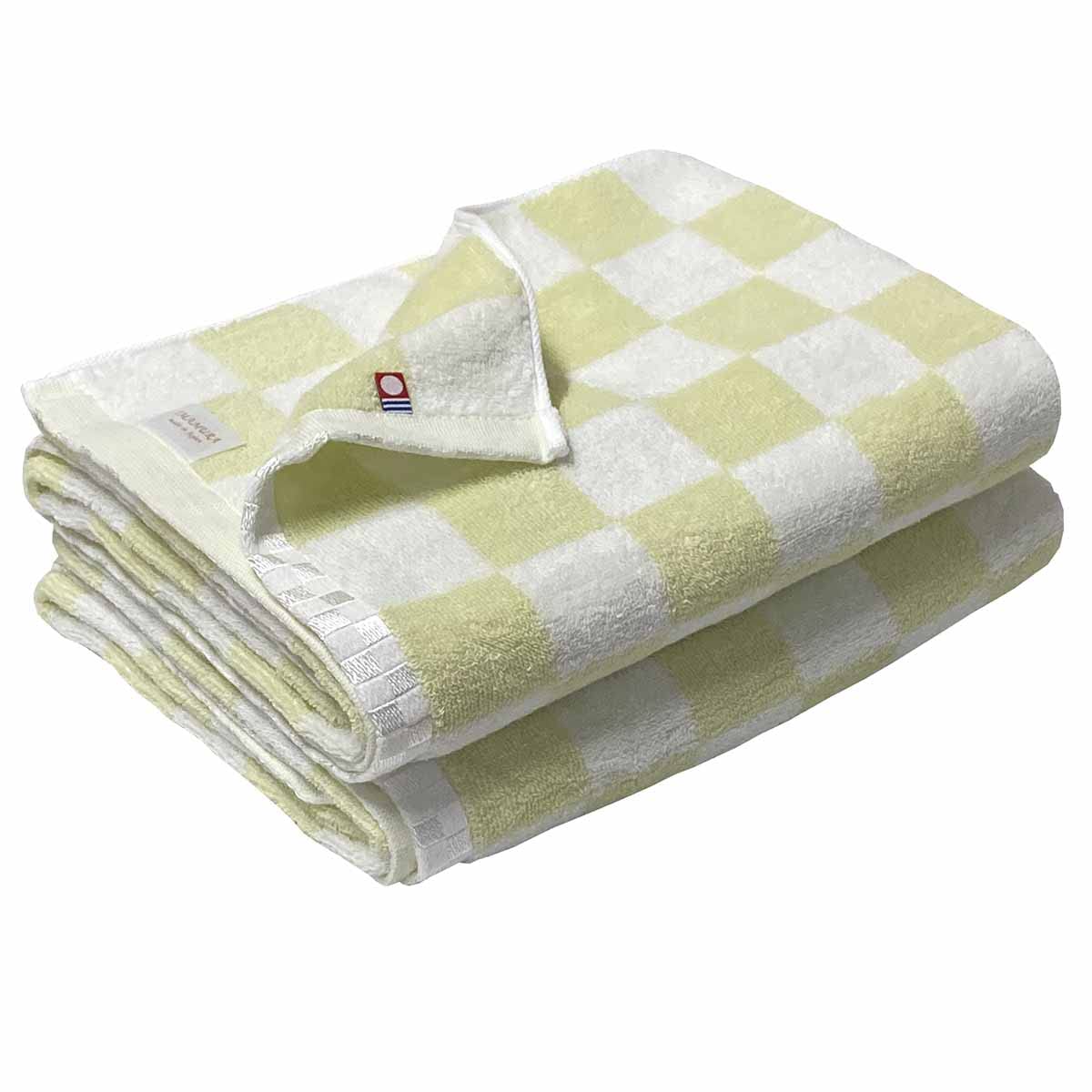 

Imabari Towel Bath Set of 2 2 Pastel Plaid Absorbent Towel, [Brand Certified] 65x120cm, Green, Colors, Pattern, Fluffy, (2 Green)