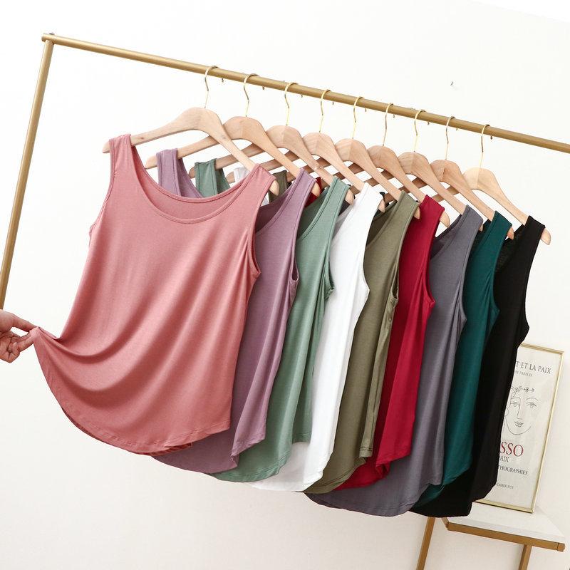 XL to 6XL Modal O-Neck Tank tops Summer women's camisole Thin Loose Sleeveless T-shirt Solid color Tee Top Large size