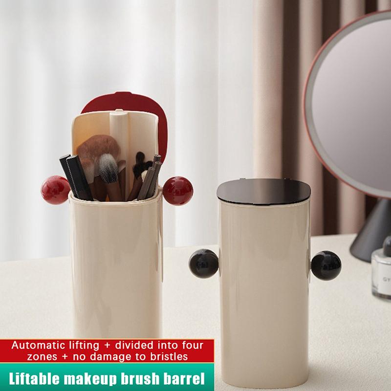 Automatic Lift Makeup Brush Holder Creative Eyebrow Pencil Storage Box Dustproof Waterproof Organizer