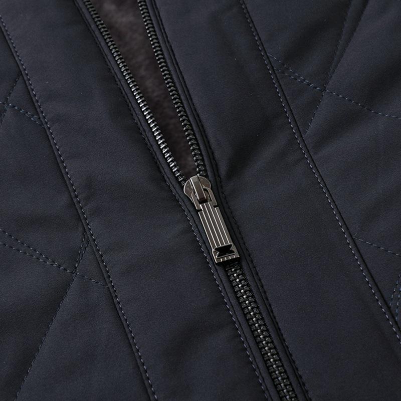 Men's Plus Velvet Thickened Cotton Jacket for Autumn/Winter – Warm Lapel Coat for Middle-Aged and Elderly