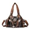 Bolso de Hombro de Cuero con Estampado de Leopardo Retro para Mujer Decoración Metálica Gran Capacidad Bolso de Mano Correa Desmontable Bolso Tote Cruzado Asa Superior Casual Diario para Damas