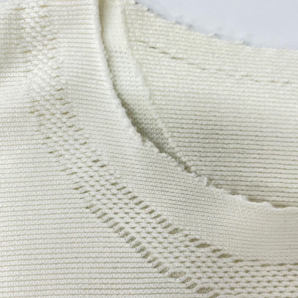 ISSEIMIYAKE A.POC AT11KK414 White Cotton X Nylon Long Sleeve Design Knit Pullover Tops 3 whiteUsed