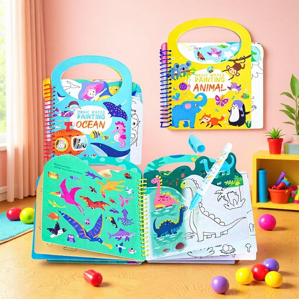 Water Drawing Book For Toddlers With Reusable Water Pen For Animal Recognition Learning