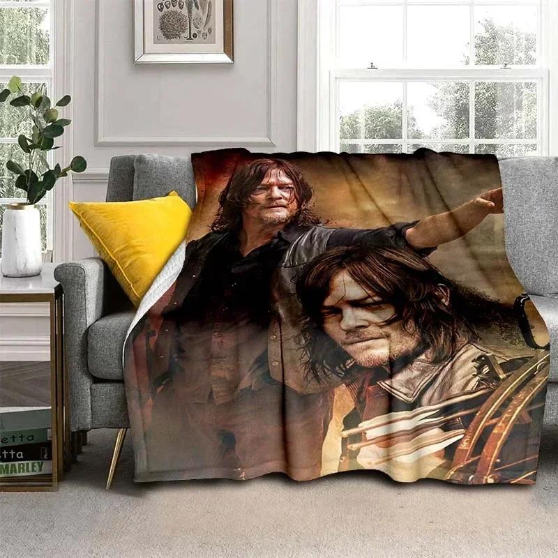 Daryl Dixon Walking Dead Movie Flannel Blanket,Warm and Soft Blanket  For Couch Sofa Office Home Travel Camping Birthday Gift