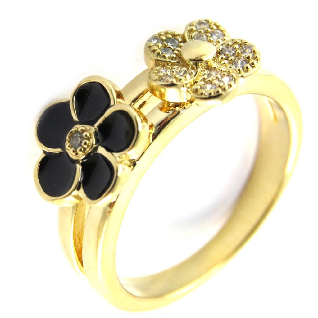 Gold Plated Ring 'Flora' Black Gold