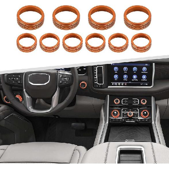 for 2019+ Silverado Knob Cover, Center Console Radio Volume Button Air Condition AC Ring Trim for Chevy Silverado/GMC Sierra 2019-2023, for Chevy оранжевый