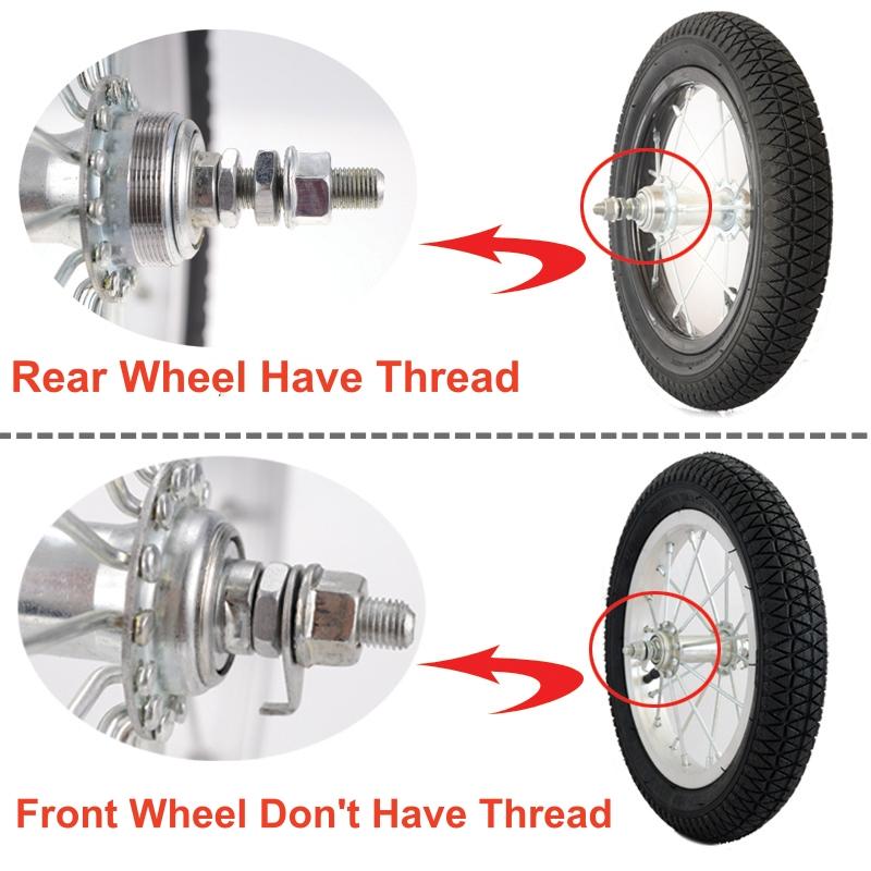 16/18/20 Inch Fietswiel Zwart Verdikt Stalen Wiel Voor/Achter 2.125/2.4/2.5 Kinderfiets Wielset Met Antislipband Aangepast