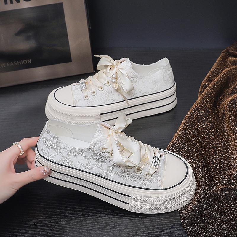 Spring New Platform Canvas Shoes Women's Versatile Casual Women's Shoes Fashion Lace-up Board Shoes