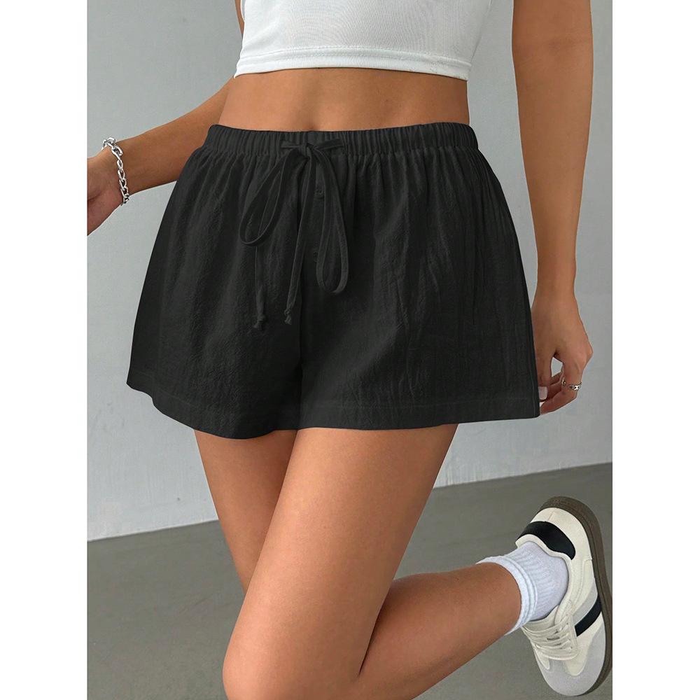 Women's Elastic Lace-up Striped Casual Shorts - Summer 2025