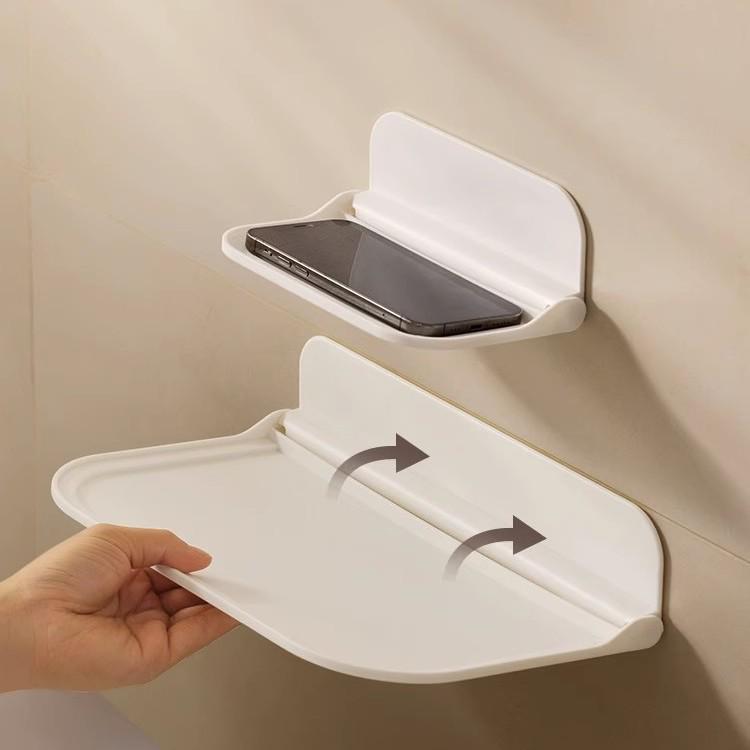 Punch-Free Wall-Mounted Storage Rack: Foldable Universal Organizer for Bathroom, Bedroom, or Toilet