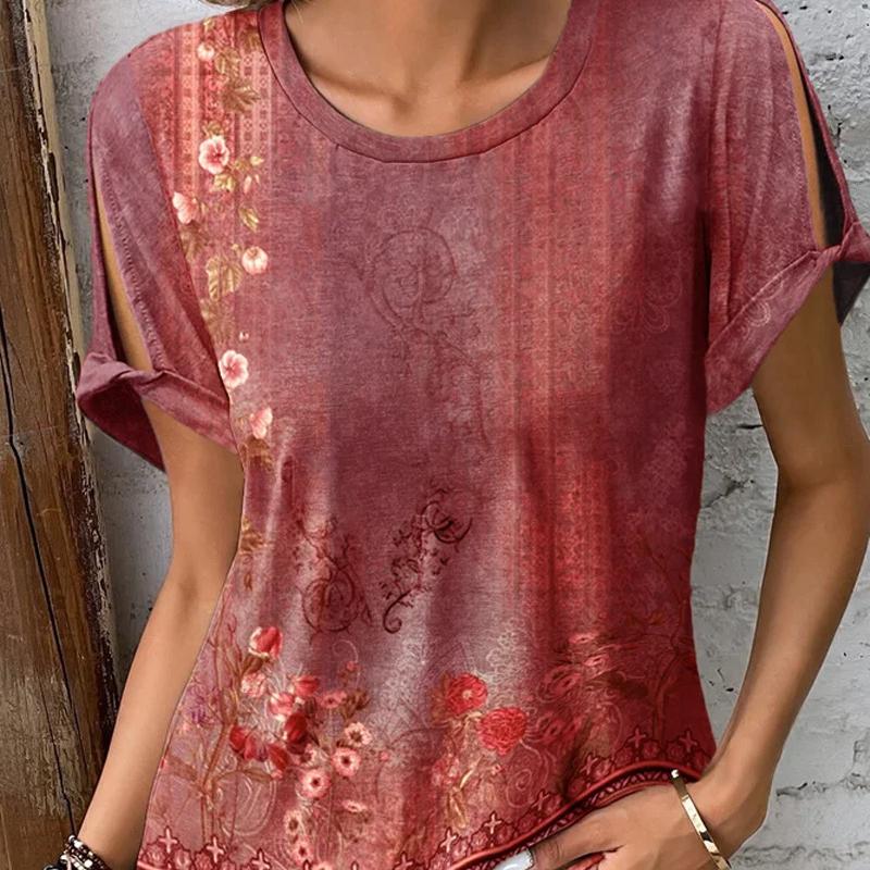 

DAFIFY женские модные летние повседневные футболки и топы с круглым вырезом и короткими рукавами с цветочным узором XXXXXL