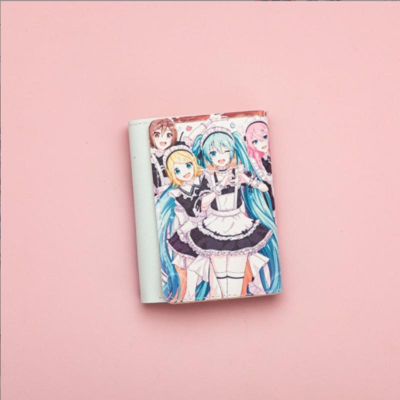 New small fresh short cute cartoon animation student children folding wallet three fold wallet small change bag