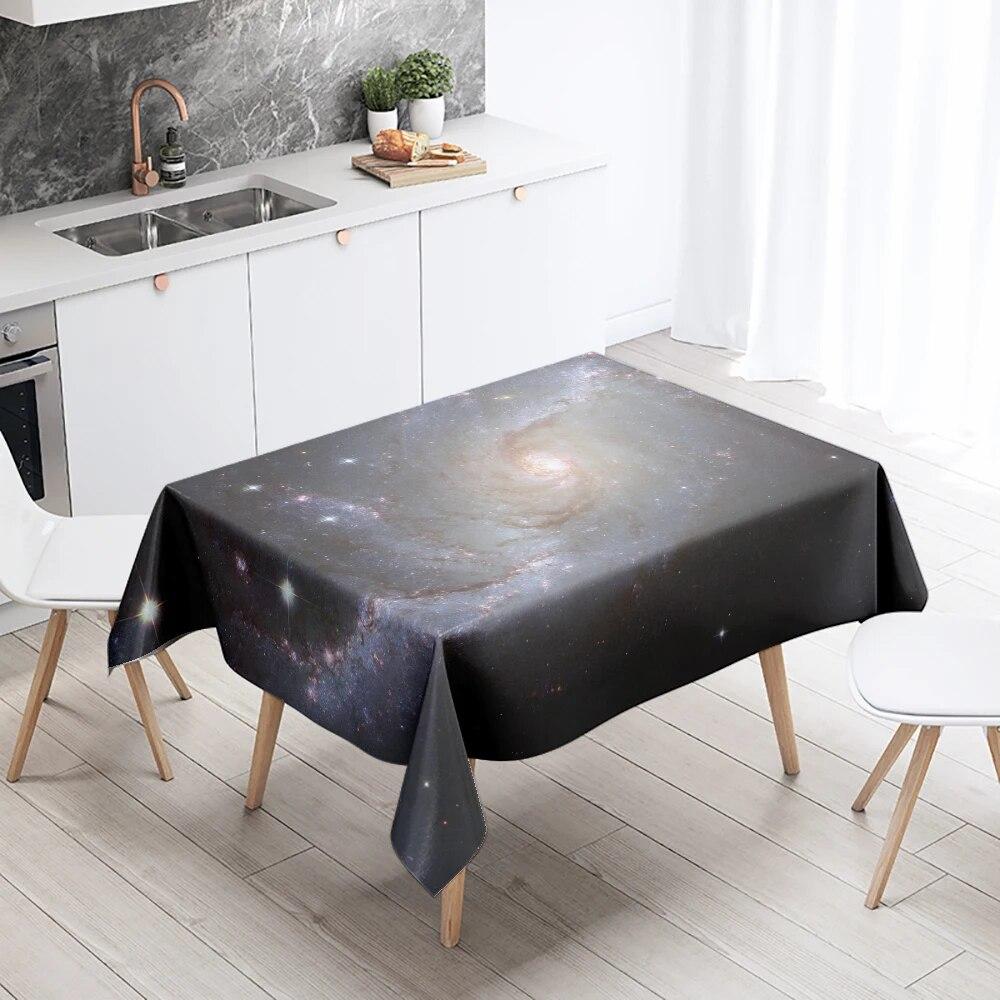 Starry Universe Tablecloth Planet Track  Anti-fouling Waterproof Rectangular Kitchen Table Home Decoration