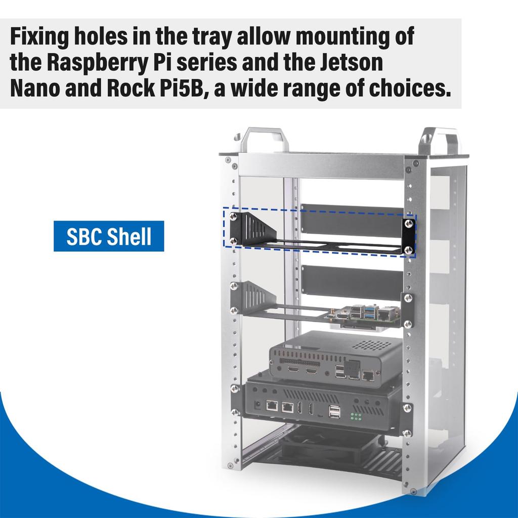 GeeekPi DeskPi RackMate Accessory SBC Shell 1U Rack Shelf can be permanently installed in all standard racks and cabinets to accommodate a variety of