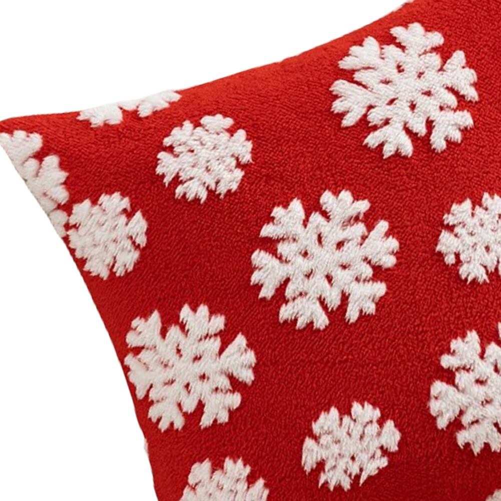 Christmas Cushion Cover Festival Pillow Case for Couch (Red Small Snowflake) QDE