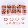 200pcs Copper Washer Gasket Set  for Sump Plugs Flat Ring Seal Assortment Kit with Box M5-M14