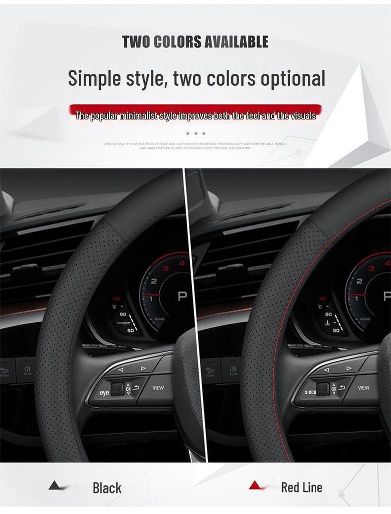 Genuine Leather Steering Wheel Cover for Kia Models: K3, Sportage, K5, Forte, K2, Cerato, KX3, KX Cross, K4, Seltos