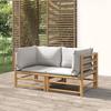 VidaXL Garten-Ecksofas mit Hellgrauen Kissen 2 Stk. Bambus