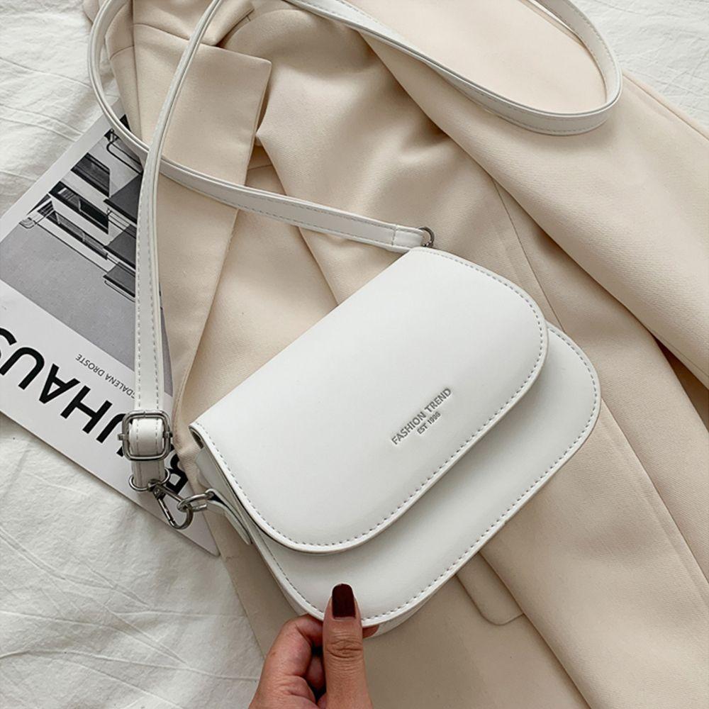

Женские однотонные простые сумки с клапаном, сумка-мессенджер через плечо, сумка-седло через плечо белый