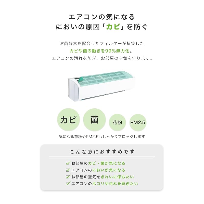 [LDK A-Rating Award Winner] Mold-Blocking Bio-Enzyme Filter Air Conditioner Filter for Wall-Mounted Air Conditioners - Dust Removal, 99% Mold and