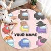 Among Us Custom Name Round Area Rug,Carpet Rug for Living Room Bedroom Sofa Playroom Decor,Non-slip Floor Mat