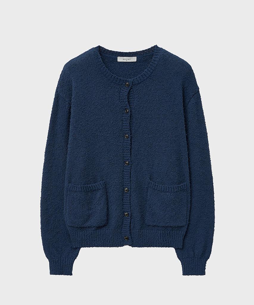 Noirer Boucle 80S Oversized Cardigan (Marine Blue)