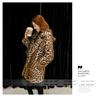 2014 Women's Sexy Mid-Length Leopard Print Faux Fur Trench Coat
