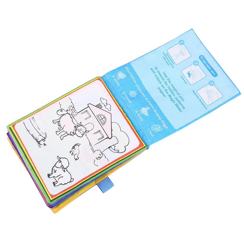 Cloth Book, Children Coloring Painting Cloth Book with Water Drawing Pen Kids Early Learn Toy Electronic Early Development Toys Early Development & Ac