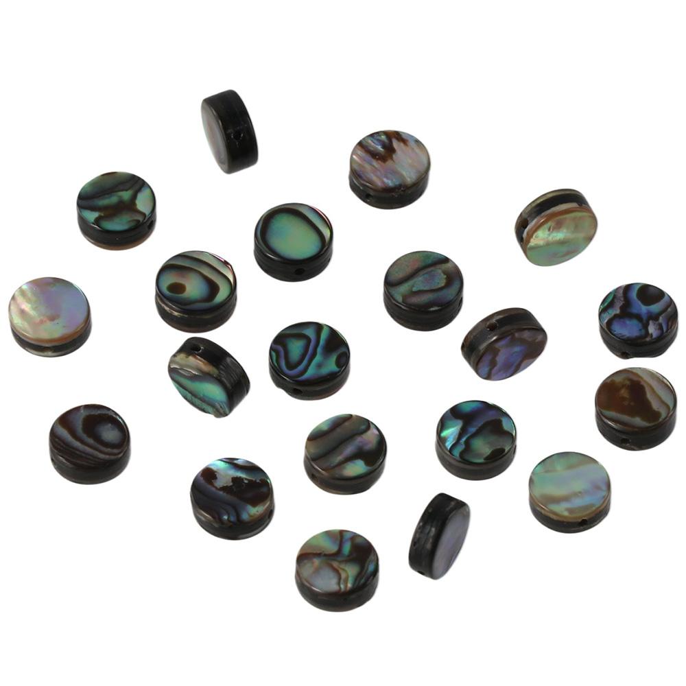 20 Pcs 8mm Natural Abalone Shell Coin Beads Round Shell Retro Flat Round Shell Bulk Beads Loose Beads Charm for Bracelet