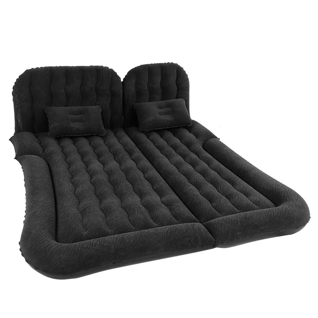 2‑In‑1 Multifunction Inflatable Travel Mattress PVC Flocking Soft Sleeping Rest Cushion for Car SUVBlack