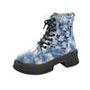 Autumn and Winter Denim Retro Martin Boots Thick-soled Front Lace-up Tooling Locomotive Round Head Women's Short Boots