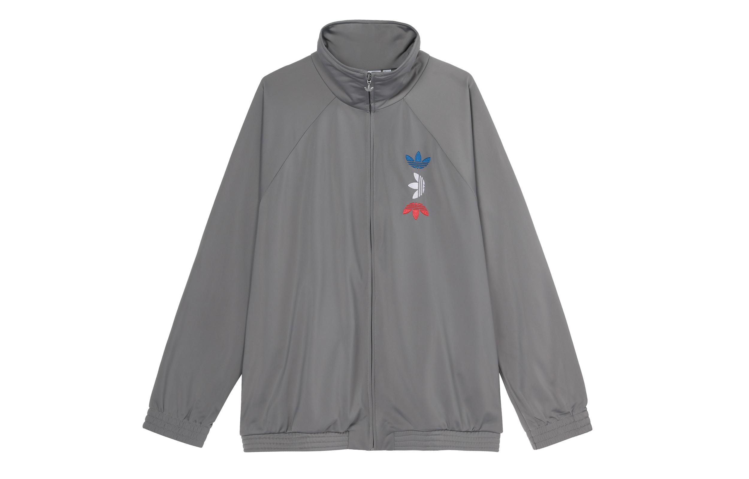 Adidas Originals Gray Silver Track Jackets Men s Stand Collar Moderate Other FS7322 S