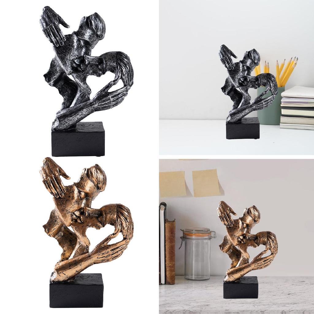 Abstract Art Couple Sculpture Tabletop Centerpiece Couples Kiss Sculpture for Festival Bedroom Fireplace TV Cabinet Shelves