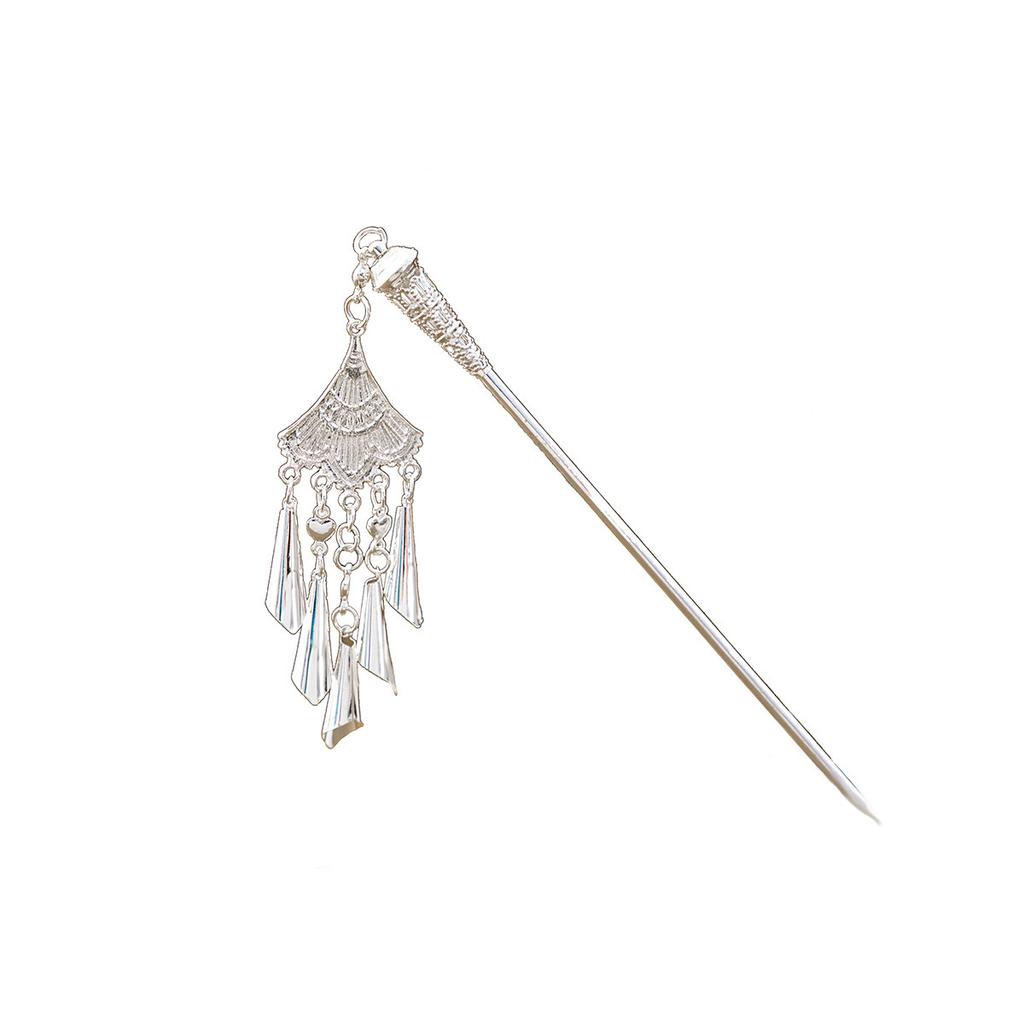 New Chinese-style Geometric Hollowed-out Fringed Hairpin, Water-drop-shaped Drooping Hairpin for Hanfu Updo Accessories, for Women