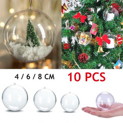 10Pc Christmas Transparent Ball Plastic Christmas Trees Open Ball Box Bauble Ornament Wedding Gift Present Party Home Decoration