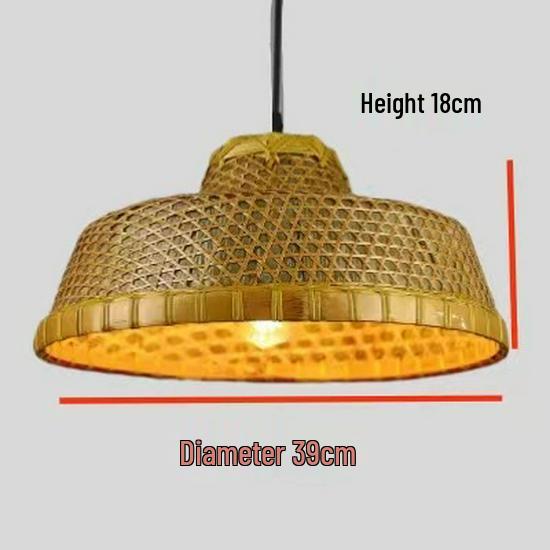Retro Chinese Bamboo Pendant Light: Nostalgic Straw Hat Design for Hot Pot and Local Cuisine Restaurants