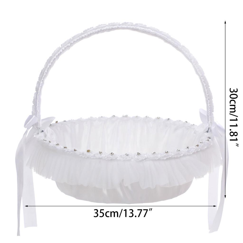 Wedding Flower Girl Basket Simple Lace for Rhinestone Collection Royal Design with Lace Flowers Roses Ig Popular for Par