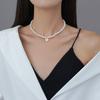 Natural Freshwater Pearl Peach Heart Necklace Design Temperament Neck Chain Elegant Collarbone Chain