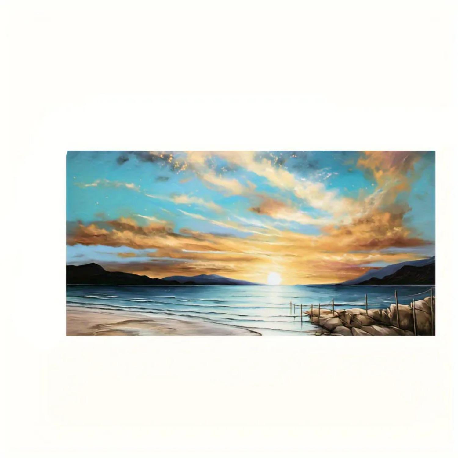 

Beach Sunset Wall Art Плакати Великий Пейзаж Картини на полотні Друк Скандинавські Настінні Прикраси Картина Для Домашнього Декору 40x80cm No Frame
