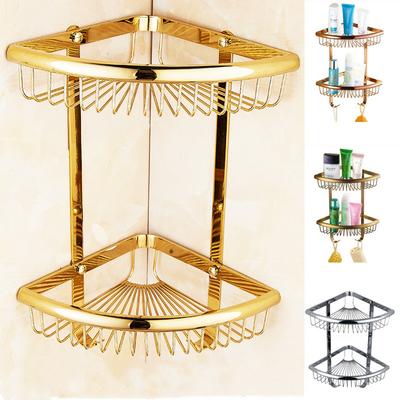 Wall Mounted Gold/Chrome/Rose Gold Bathroom Corner Shelf  Solid Brass Chrome Bathroom Accessories