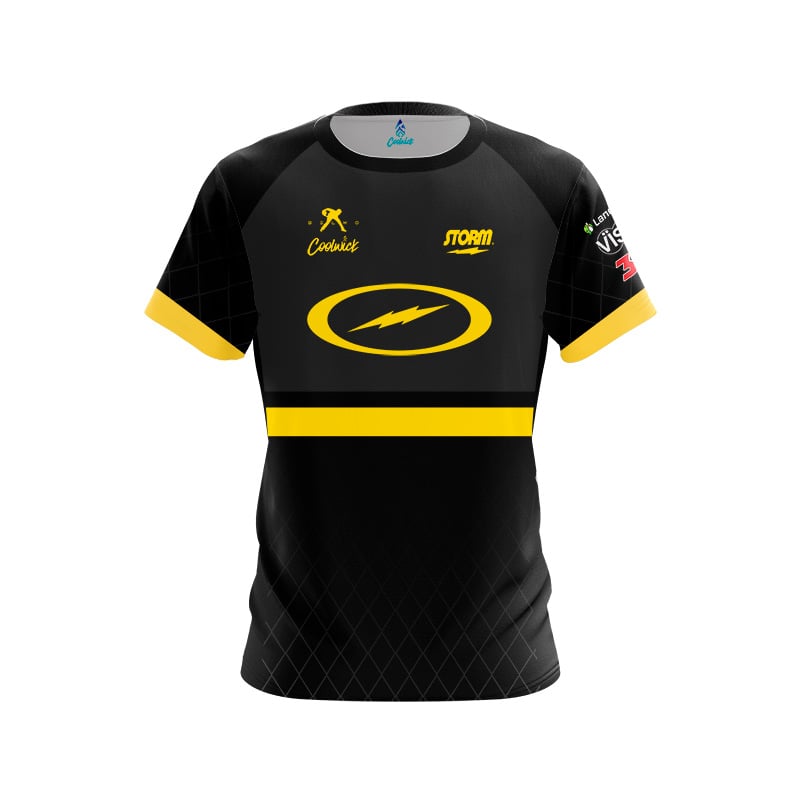 Coolwick Storm Bowling Jersey Black Lightning Logo Short Sleeve Performance T-Shirt Pro Player Fan Casual Family Matching