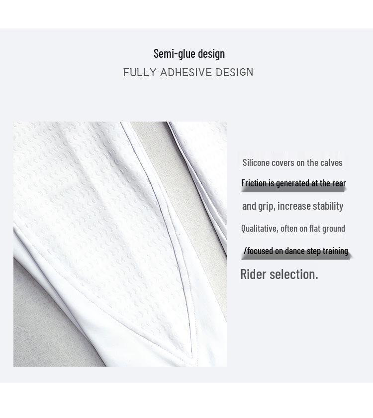 Unisex Cross-Border Non-Slip Silicone Equestrian Riding Pants with Zipper Placket - White