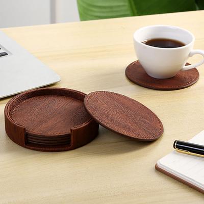 6pcs/set Wood Grain Coasters Tea And Coffee Cups Mats Home Bar Counter Insulated Heat Resistant Mug Protector Pad
